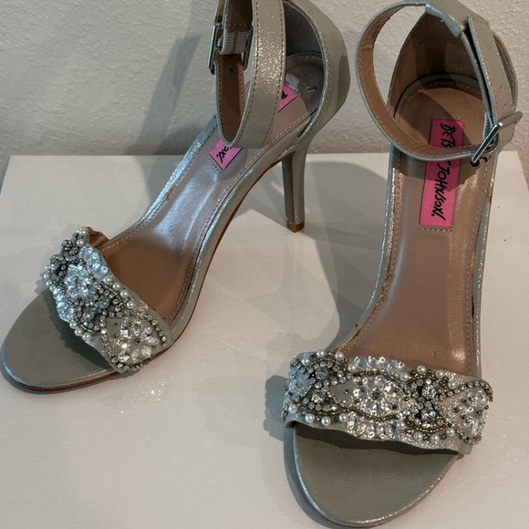 Betsey Johnson Silver Embellished Heels - Picture 2 of 2